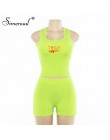 Simenual wyszywane litery 2 sztuka zestaw kobiet dorywczo Neon kolor dresy lato Crop Top w stylu Streetwear i zestawy z krótkimi