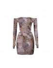 Simenual seksowny gorący nadruk węża pasujący zestaw damski Off Shoulder Fashion 2019 dwuczęściowe stroje z długim rękawem body 