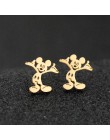 FENGLI Mickey kolczyki ze złotym sztyftem Cute Animal Mouse kolczyk Cartoon dzieci Lady biżuteria akcesoria ze stali nierdzewnej