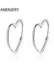 ANENJERY proste 925 srebro kolczyki dwa kolory Love Heart Hoop kolczyki dla kobiet prezent S-E926