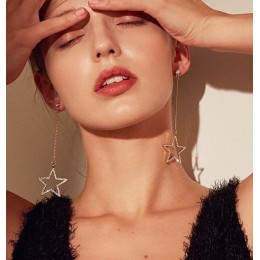 RscvonM przyloty Hot moda Brincos Bijoux Pentagram gwiazda z metalu łańcuch długie modne kolczyki z frędzlem dla Wome biżuteria