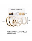 17KM Oversize kolczyki zestaw Pearl Hoop kolczyki dla kobiet złoty Twist kolczyk 2020 Brincos Big Circle Leopard biżuteria