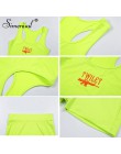Simenual wyszywane litery 2 sztuka zestaw kobiet dorywczo Neon kolor dresy lato Crop Top w stylu Streetwear i zestawy z krótkimi