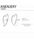 ANENJERY proste 925 srebro kolczyki dwa kolory Love Heart Hoop kolczyki dla kobiet prezent S-E926
