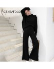 Genayoa Winter dres 2 sztuka Pant garnitury dla kobiet dzianiny z długim rękawem dwuczęściowy zestaw topy i spodnie kobiety garn
