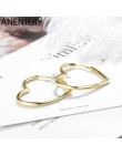 ANENJERY proste 925 srebro kolczyki dwa kolory Love Heart Hoop kolczyki dla kobiet prezent S-E926