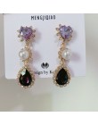 MENGJIQIAO nowy koreański błyszczące serce kryształowe kolczyki dla kobiet moda obudowa Rhinestone Boucle D'oreille Party Jewele