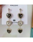 MENGJIQIAO nowy koreański błyszczące serce kryształowe kolczyki dla kobiet moda obudowa Rhinestone Boucle D'oreille Party Jewele