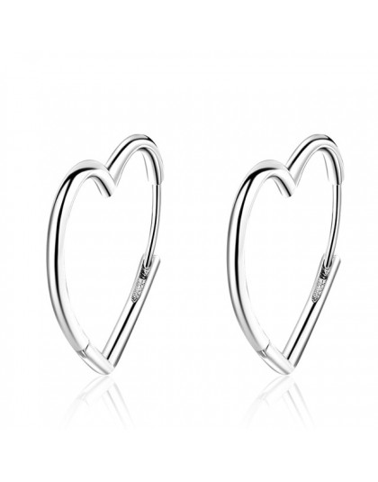ANENJERY proste 925 srebro kolczyki dwa kolory Love Heart Hoop kolczyki dla kobiet prezent S-E926