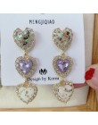 MENGJIQIAO nowy koreański błyszczące serce kryształowe kolczyki dla kobiet moda obudowa Rhinestone Boucle D'oreille Party Jewele