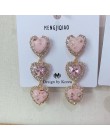 MENGJIQIAO nowy koreański błyszczące serce kryształowe kolczyki dla kobiet moda obudowa Rhinestone Boucle D'oreille Party Jewele