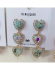 MENGJIQIAO nowy koreański błyszczące serce kryształowe kolczyki dla kobiet moda obudowa Rhinestone Boucle D'oreille Party Jewele