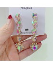MENGJIQIAO nowy koreański błyszczące serce kryształowe kolczyki dla kobiet moda obudowa Rhinestone Boucle D'oreille Party Jewele