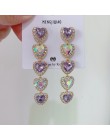 MENGJIQIAO nowy koreański błyszczące serce kryształowe kolczyki dla kobiet moda obudowa Rhinestone Boucle D'oreille Party Jewele