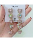 MENGJIQIAO nowy koreański błyszczące serce kryształowe kolczyki dla kobiet moda obudowa Rhinestone Boucle D'oreille Party Jewele