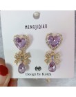 MENGJIQIAO nowy koreański błyszczące serce kryształowe kolczyki dla kobiet moda obudowa Rhinestone Boucle D'oreille Party Jewele