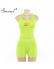 Simenual wyszywane litery 2 sztuka zestaw kobiet dorywczo Neon kolor dresy lato Crop Top w stylu Streetwear i zestawy z krótkimi