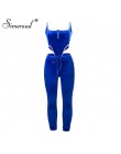 Simenual aksamitna Sexy V Neck kobiety pasujący zestaw moda 2019 bez rękawów Athleisure dwuczęściowe stroje gorące body i spodni