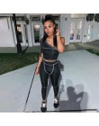 Simenual sportowy moda odzież sportowa czarny Fitness dresy jedno ramię 2 sztuka zestaw kobiety treningu krótki top i legginsy z