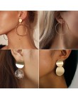 LATS New Fashion okrągły dynda koreański spadek kolczyki dla kobiet geometryczne okrągłe złote serce kolczyk 2019 Trend biżuteri