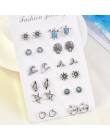 Vintage geometryczny zestaw kolczyków dla kobiet dziewczyn 2019 moda crustal muszla kwiatowa małe kolczyki Boucle d'oreille Femm