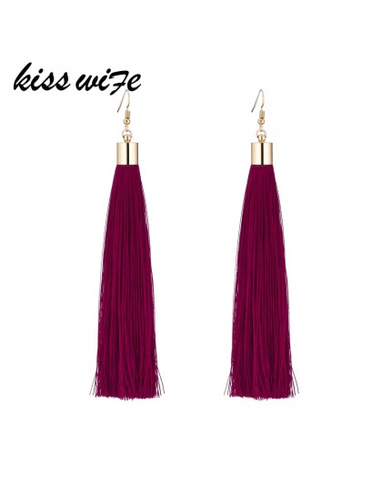 KISSWIFE zestaw 17 kolorów w stylu retro frędzel kolczyki damskie kolczyki biżuteria starożytne długie kolczyki Tassel wisiorek 