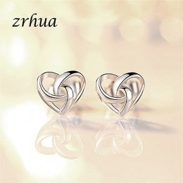 ZRHUA 925 Sterling Silver Star proste kolczyki dla dziewczyn kobiet prezent spersonalizowane Hollow serce słodki wesele biżuteri