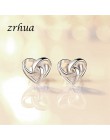 ZRHUA 925 Sterling Silver Star proste kolczyki dla dziewczyn kobiet prezent spersonalizowane Hollow serce słodki wesele biżuteri