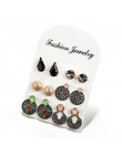 Vintage geometryczny zestaw kolczyków dla kobiet dziewczyn 2019 moda crustal muszla kwiatowa małe kolczyki Boucle d'oreille Femm