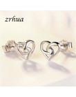 ZRHUA 925 Sterling Silver Star proste kolczyki dla dziewczyn kobiet prezent spersonalizowane Hollow serce słodki wesele biżuteri