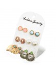 Vintage geometryczny zestaw kolczyków dla kobiet dziewczyn 2019 moda crustal muszla kwiatowa małe kolczyki Boucle d'oreille Femm