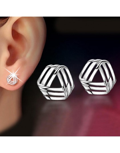 925 Sterling Triangle Twisted stadniny kolczyki biżuteria dla kobiet brincos S-E147