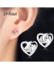 ZRHUA 925 Sterling Silver Star proste kolczyki dla dziewczyn kobiet prezent spersonalizowane Hollow serce słodki wesele biżuteri