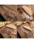 Etniczne Różowe Złoto Metalowe Frędzle Kolczyki Damskie Zestawy Biżuterii Bohemia Vintage Okrągły Koło Liść Motyl Geometryczne K