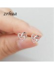 ZRHUA 925 Sterling Silver Star proste kolczyki dla dziewczyn kobiet prezent spersonalizowane Hollow serce słodki wesele biżuteri