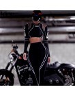Kliou kobiety fitness sportowe dwa kawałki zestaw list drukuj sweter z golfem legginsy paski patchwork 2019 moda 2 sztuk dresy
