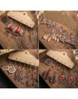 Etniczne Różowe Złoto Metalowe Frędzle Kolczyki Damskie Zestawy Biżuterii Bohemia Vintage Okrągły Koło Liść Motyl Geometryczne K
