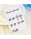 Vintage geometryczny zestaw kolczyków dla kobiet dziewczyn 2019 moda crustal muszla kwiatowa małe kolczyki Boucle d'oreille Femm