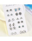 Vintage geometryczny zestaw kolczyków dla kobiet dziewczyn 2019 moda crustal muszla kwiatowa małe kolczyki Boucle d'oreille Femm