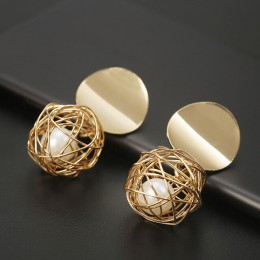 LATS New Fashion okrągły dynda koreański spadek kolczyki dla kobiet geometryczne okrągłe złote serce kolczyk 2019 Trend biżuteri