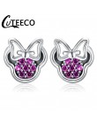 CUTEECO 2019 luksusowa cyrkonia Mickey Minnie stadniny kolczyki Crystal Fit marka kolczyki dla kobiet dzieci dziewczyny modna bi