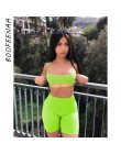 BOOFEENAA Sexy krótki dwuczęściowy zestaw krótkie bluzki i spodenki dla motocyklisty szary czarny Bodycon pasujące zestawy letni