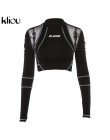 Kliou kobiety fitness sportowe dwa kawałki zestaw list drukuj sweter z golfem legginsy paski patchwork 2019 moda 2 sztuk dresy