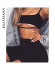 BOOFEENAA Sexy krótki dwuczęściowy zestaw krótkie bluzki i spodenki dla motocyklisty szary czarny Bodycon pasujące zestawy letni