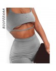 BOOFEENAA Sexy krótki dwuczęściowy zestaw krótkie bluzki i spodenki dla motocyklisty szary czarny Bodycon pasujące zestawy letni