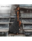 WildPinky Boho Polka Dot długie sukienki damskie Split z krótkim rękawem letnia Casual Dress 2020 Streetwear czarna sukienka Max