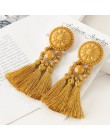 Długie wypadania dynda frędzle kolczyki w stylu Vintage kobiety Tassel kolczyki 9 kolorów Boho oświadczenie marka biżuteria kobi