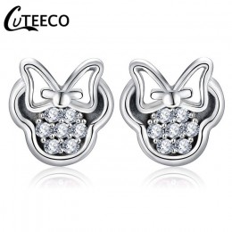 CUTEECO 2019 luksusowa cyrkonia Mickey Minnie stadniny kolczyki Crystal Fit marka kolczyki dla kobiet dzieci dziewczyny modna bi