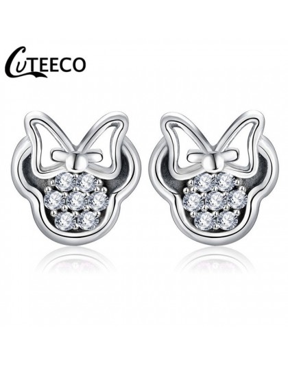 CUTEECO 2019 luksusowa cyrkonia Mickey Minnie stadniny kolczyki Crystal Fit marka kolczyki dla kobiet dzieci dziewczyny modna bi
