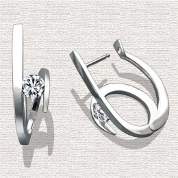 Blaike kreatywna moda 925 srebrny geometryczny kolczyki dla kobiet biały cyrkon kolczyk Wedding Party biżuteria walentynki preze